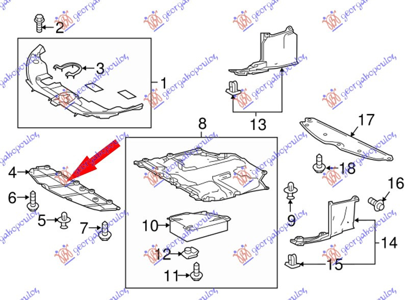 Mbrojtje/kapak nën parakolpin e përparmë plastik