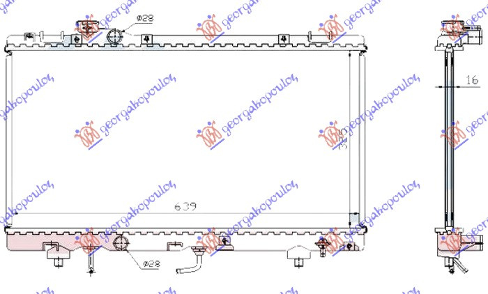 Radiator për motor 1.5 benzinë (marsh manual/automatik) (325x630x16)
