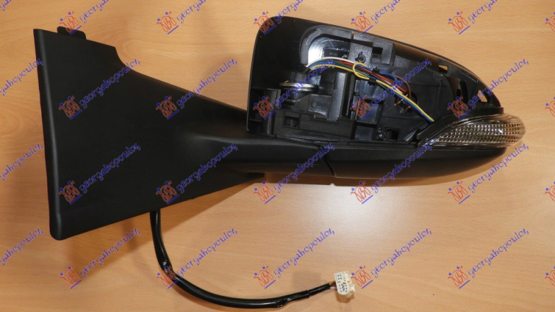 Pasqyrë elektrike me ngrohje (gati për ngjyrosje) (me drita pulsuese) (xham i lakuar)