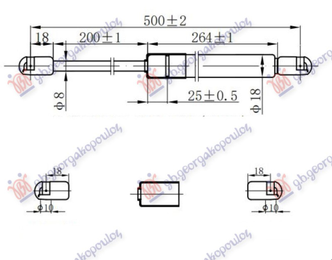 Amortizues (një) për derën e bagazhit (H/B) (500L-320N)