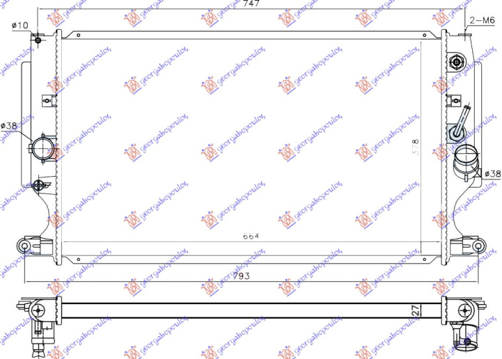 Radiator për motor 2,2 D4D dizel (me/pa kondicioner) (marsh automatik) (664x378) (KOYO)
