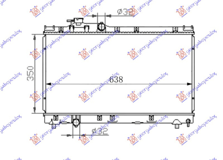 Radiator për motor 1.8 benzinë (350x638x26)