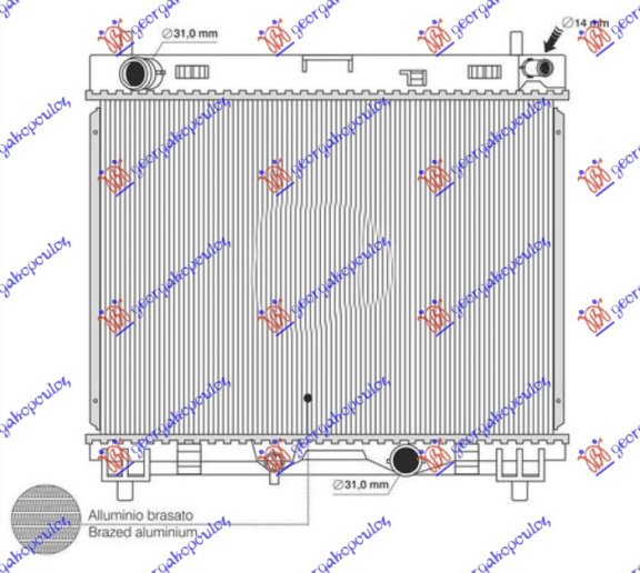 Radiator për motor 1.4 D4D dizel (marsh manual) (350x475) (KOYO)