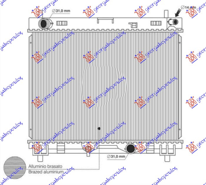 Radiator për motor 1.4 D4D dizel (marsh manual) (350x475) (KOYO)