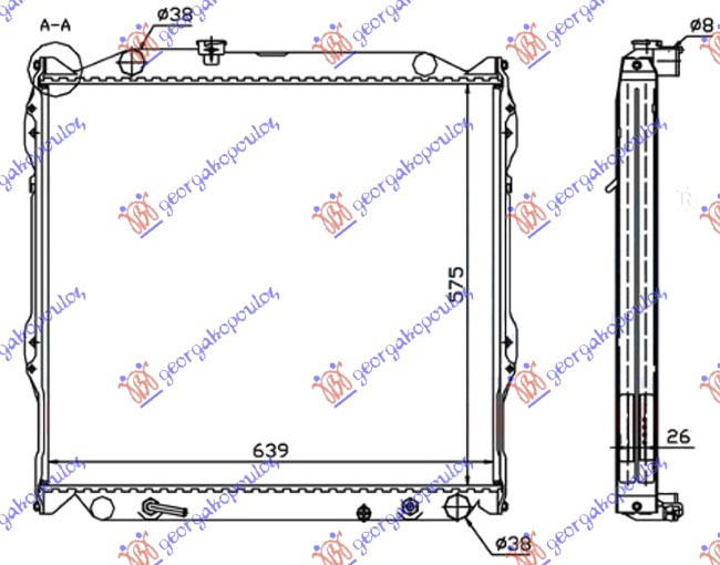 Radiator për motor 3.0 dizel (marsh automatik) (575x640x26)