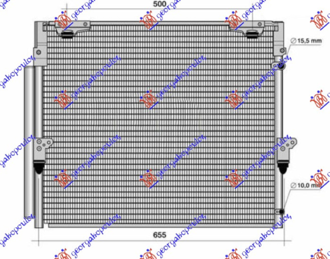 Radiator i kondicionerit 4.6-4.7i V8 benzinë - 4.5 TD dizel (666x523x16)