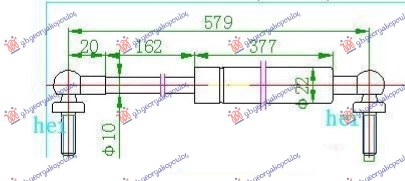 Amortizues (një) për derën e bagazhit -05 i majtë=i djathtë (585L-720N)