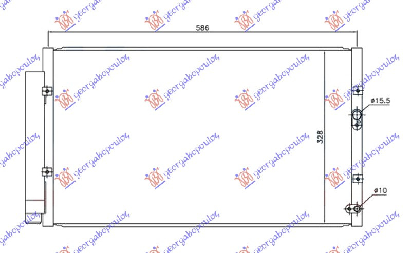 Radiator i kondicionerit 2.0i benzinë (marsh manual) (565x325x16)