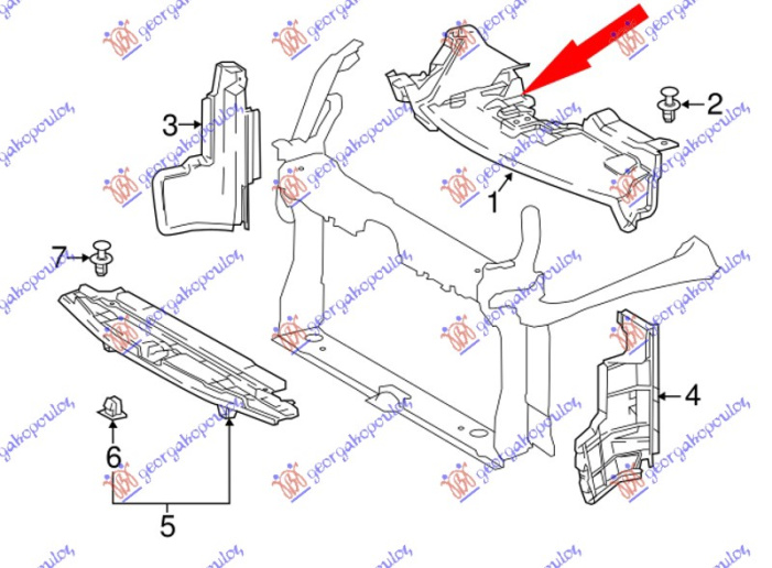Mbulues/maskë radiator i sipërm plastik