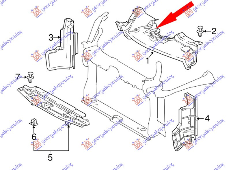 Mbulues/maskë radiator i sipërm plastik