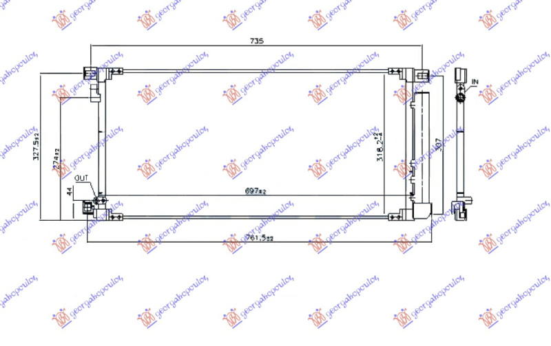 Radiator i kondicionerit 1.2i benzinë (69.7x34.2x1.2)