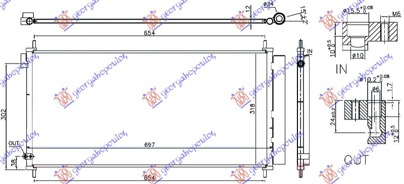 Radiator i kondicionerit 1.6 D4D dizel (697x318x12)