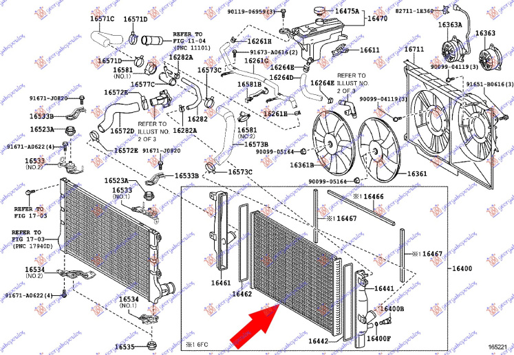 Radiator për motor 2,2 D4D (marsh automatik) (67x43x2,7)