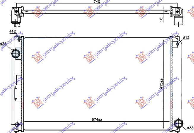 Radiator për motor 2.5 HYBDID (Nx300H) benzinë (marsh manual/automatik) (675x415x16)