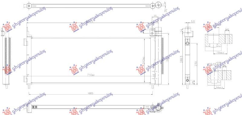 Radiator i kondicionerit 2.5 benzinë -hibrid (710x243x20)