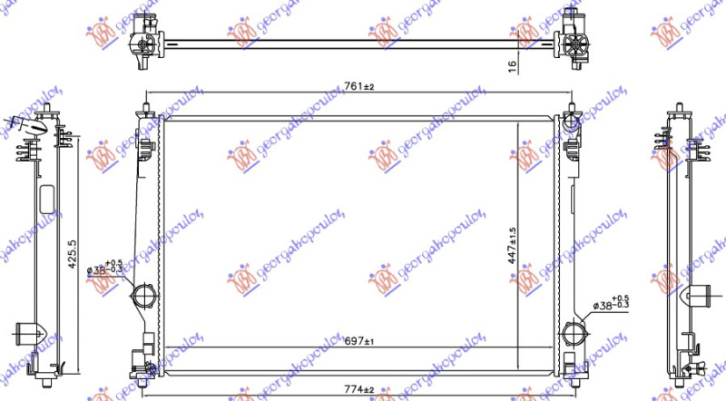 Radiator për motor 2.0 benzinë - 2.5 benzinë/hibrid (697x447) (KOYO)