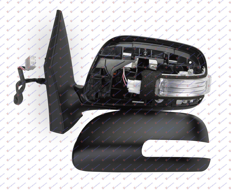 Pasqyrë elektrike (gati për ngjyrosje) (elektrik-me palosje) (drita pulsuese) (xham i lakuar)