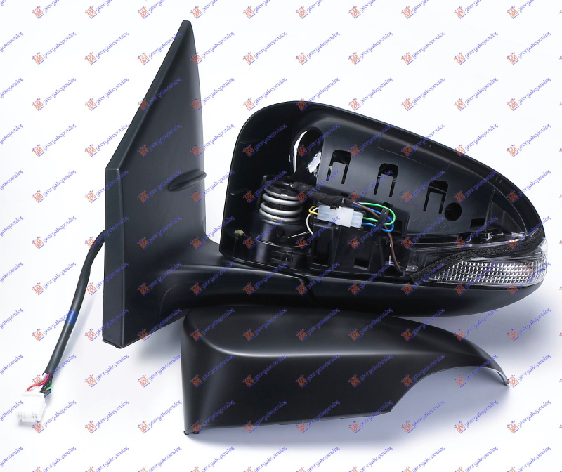 Pasqyrë elektrike (gati për ngjyrosje) (me drita pulsuese) (xham i lakuar)