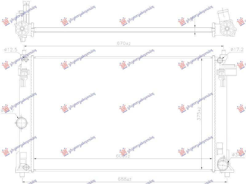 Radiator për motor 1.6-2.0 VVTI benzinë (marsh automatik) (600x375) (KOYO)