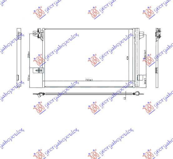 Radiator i kondicionerit të gjitha modelet benzinë/dizel (72.0x38.2x1.6)