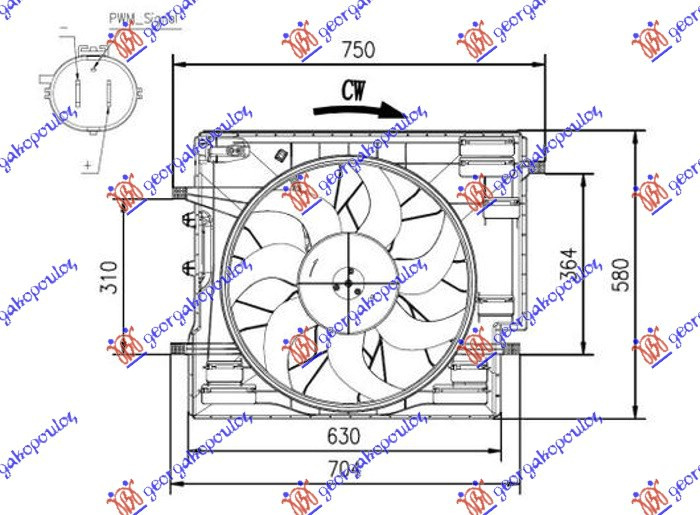 Ventilator komplet 2.0 T5-T6-T8 hibrid benzinë