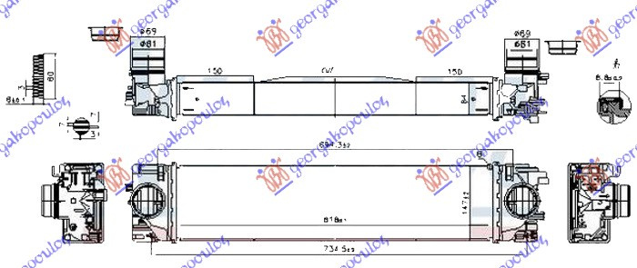 Interkuler 1.5 (T2/T3-T4/T5 hibrid) 2.0 (T4) benzinë - 2.0 (D3) dizel (620x150x64)