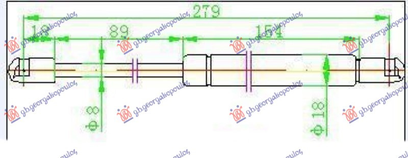 Amortizues (një) për derën e bagazhit sedan (280L-510N)