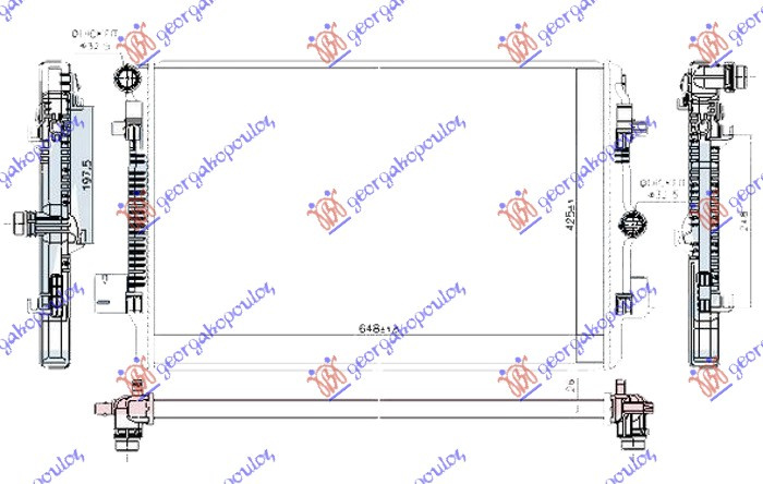 Radiator për motor 2.0 (40 TFSi) benzinë (650x425x26)