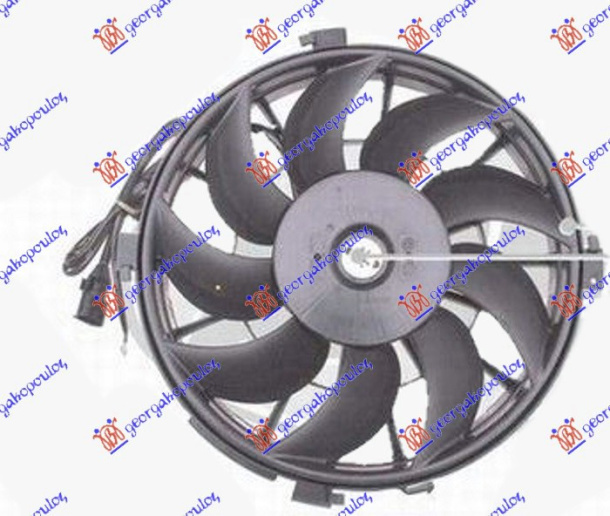 Ventilator (Motor + helikë) 2.0 dizel 00- (385mm) (2 pinë)