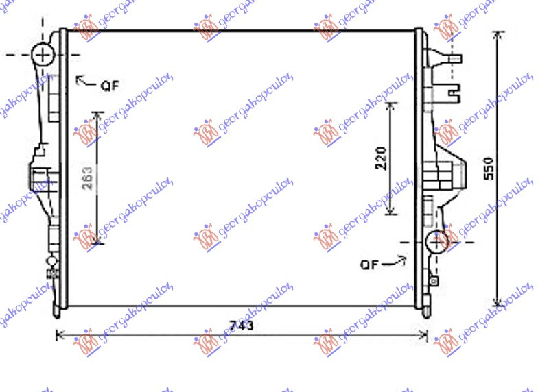 Radiator për motor 3.0/3,6 i/iTURBO/hibrid benzinë 3.0 D dizel (700x534x32)