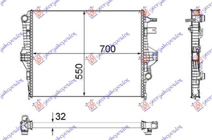 Radiator për motor 3.0/3.6 TSI/TFSI/hibrid benzinë 3.0 TDi dizel (700x534x32) (MAHLE BEHR PREMIUM LINE)