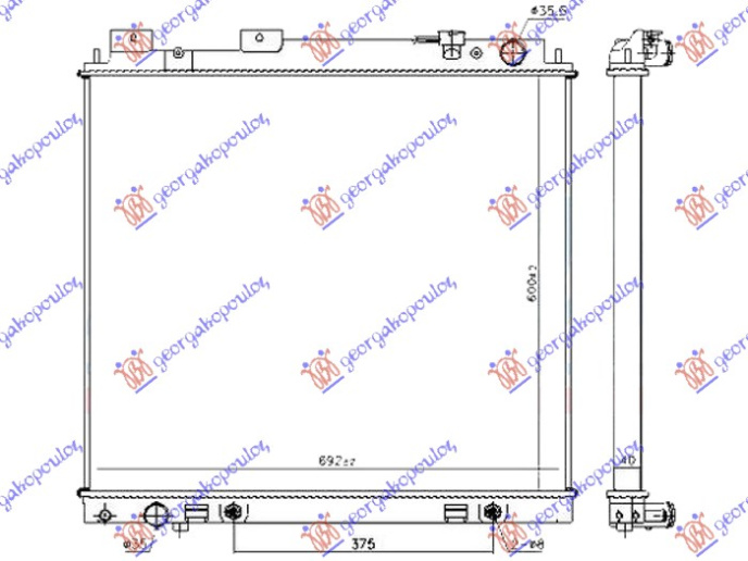 Radiator për motor 3.0 dCi dizel (600x690x40) (marsh manual/automatik)
