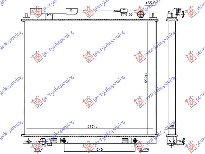 Radiator për motor 3.0 dCi dizel (600x690x40) (marsh manual/automatik)