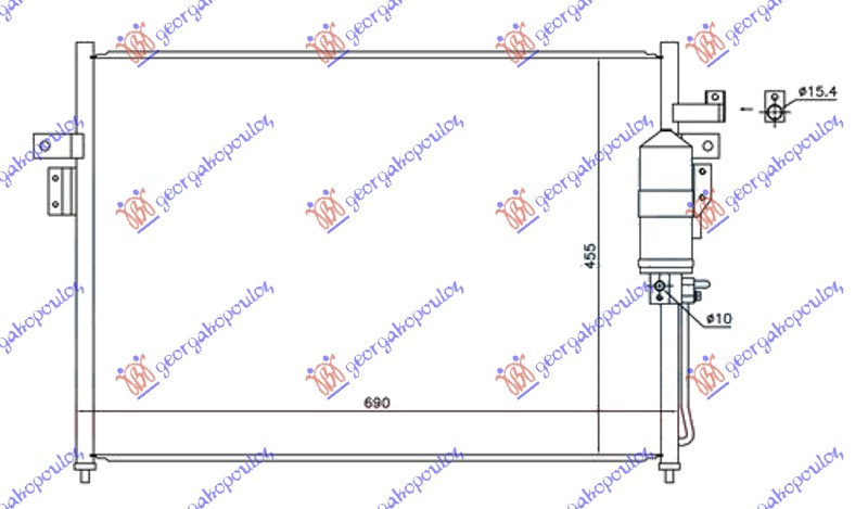 Radiator për kondicioner 3.0 dCi dizel (690x470x16) (KOYO)