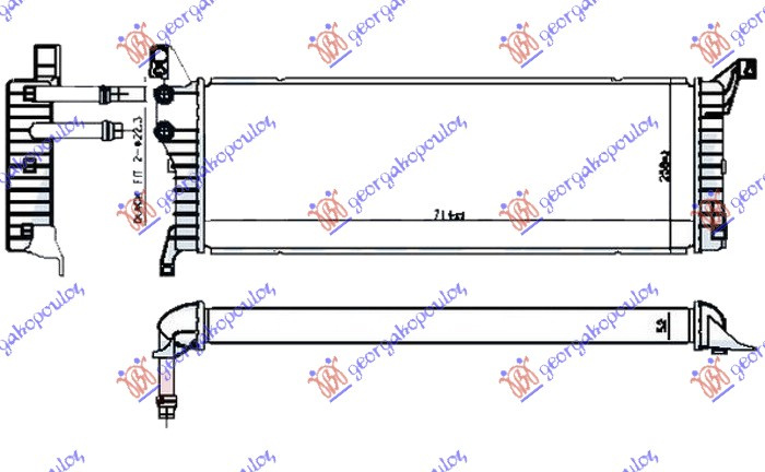 Radiator shtesë për motor 2.0 TDi (110/150KW) dizel (715x245x50)