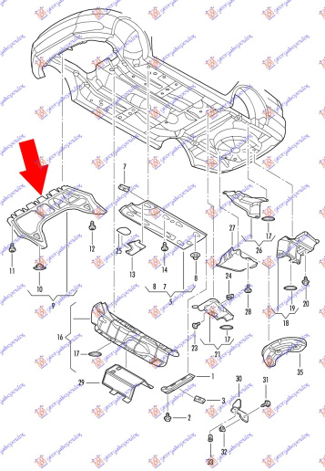 Mbrojtje/kapak nën motor (pjesa e përparme)