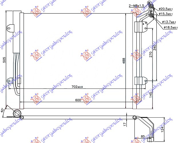 Radiator i kondicionerit benzinë/dizel (56,5x49)