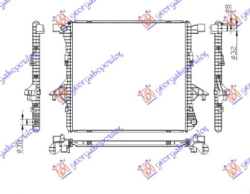 Radiator për motor 2.0 TSI-2.0 TDI (61.7x58.4x26)