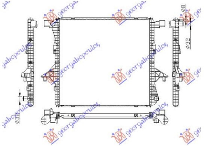 Radiator për motor 2.0 TSI-2.0 TDI (61.7x58.4x26) (KOYO)