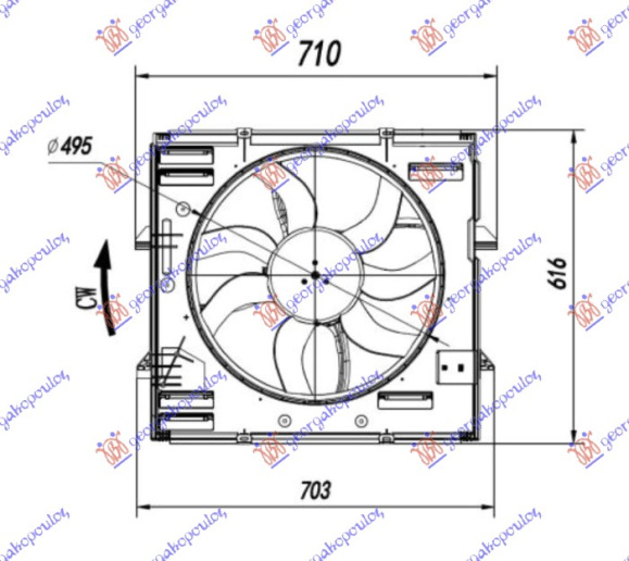Ventilator komplet 2.0 TSI benzinë - 2.0 TDI dizel (495mm) (600W) (4 pinë)