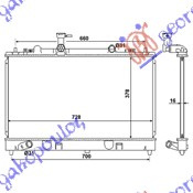 Radiator për motor 2.3 benzinë (-05) - 2.0 DI dizel (marsh manual) (375x740x16)