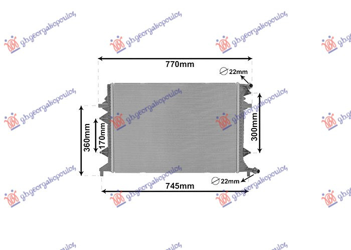 Radiator shtesë për motor 1.4 benzinë TSI - 2.0 dizel TDI (620x460x27)