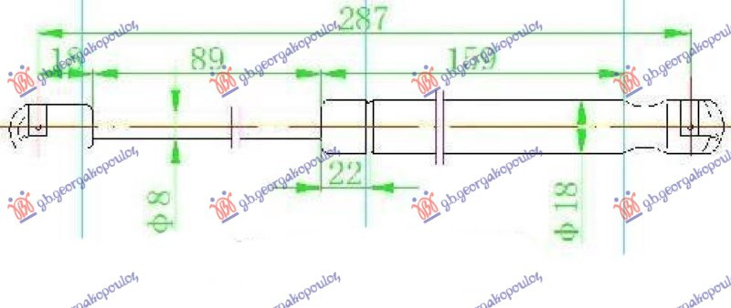 Amortizues (një) për derën e bagazhit 4 dyer (287L-495N)