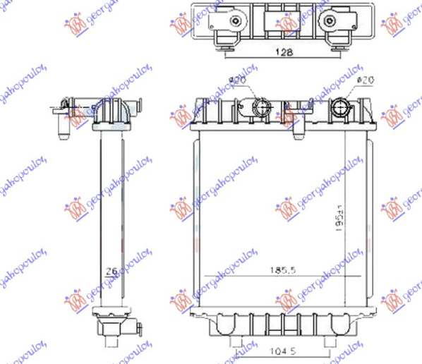 Radiator shtesë për motor 2.0 TFSi benzinë (195x190x26)