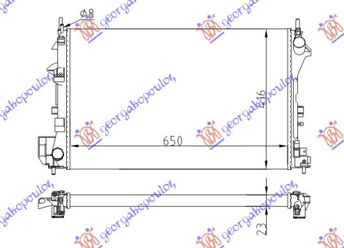 Radiator për motor 1.6-18I 16V (me/pa kondicioner) (65x40,5) Z16xE-Z18xE