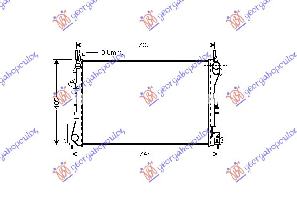 Radiator për motor 1.6-18I 16V (me/pa kondicioner) (65x40,5) Z16xE-Z18xE