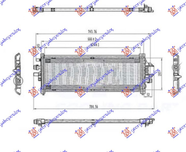 Radiator shtesë për motor (624x185x16)