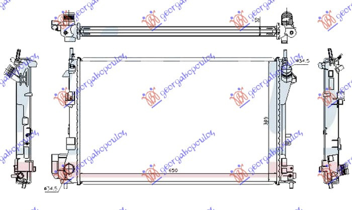 Radiator për motor 2.0-2.2-3.2 benzinë - 2.0-2.2 DTi dizel (marsh manual) (650x415x32) (fletë metali)