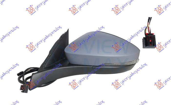 Pasqyrë elektrike me ngrohje (gati për ngjyrosje) (me drita pulsuese) 6 pinë (А cilësi) (xham asferik)