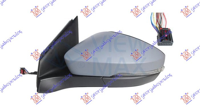 Pasqyrë elektrike me ngrohje (elektrik-me palosje) (gati për ngjyrosje) (me drita pulsuese + këndi i vdekur) (14 hapje 10 pinë) (А cilësi) (xham asferik)